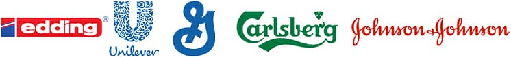 Logos edding, Unilever, General Mills, Carlsberg, Johnson